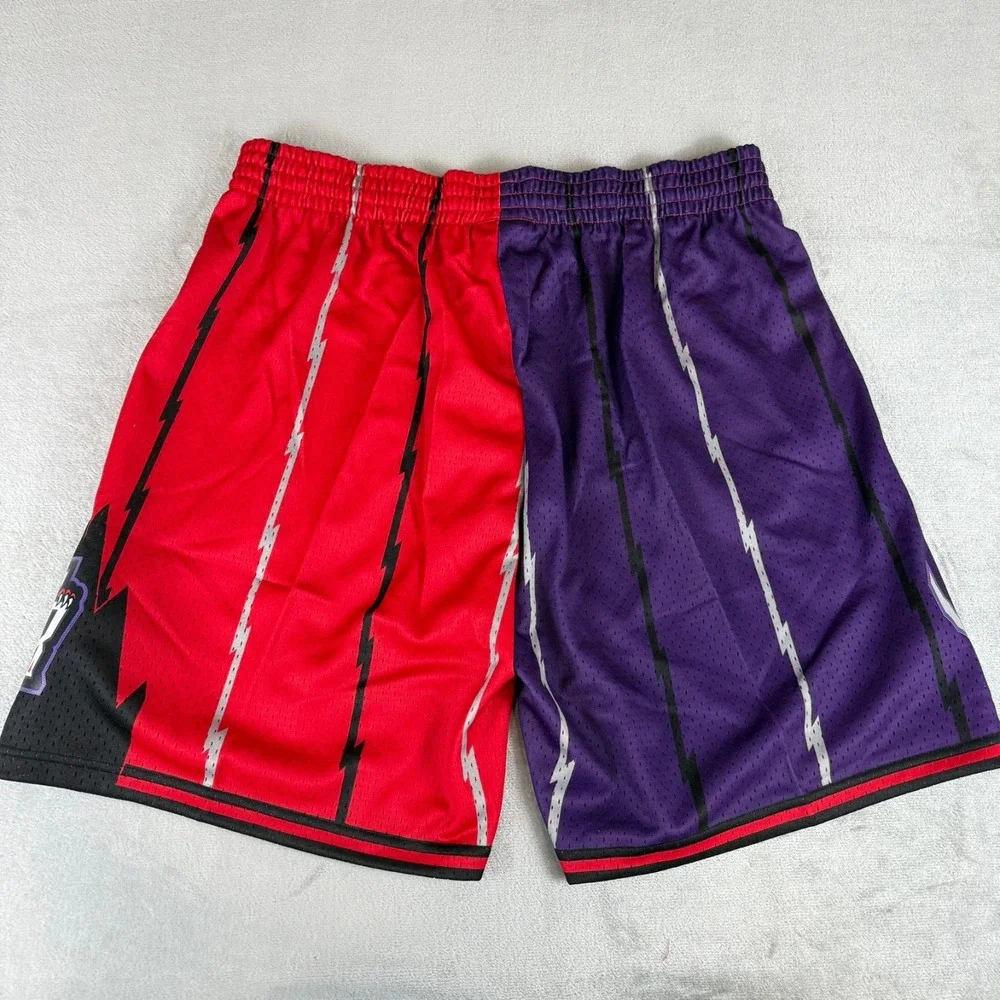 Toronto Raptors Mitchell Ness Split Swingman Shorts Mens 2XL Purple Red $95 NWT